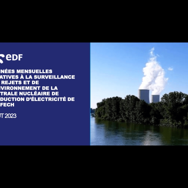 Les données mensuelles d'août 2023 d'EDF relatives à la surveillance des rejets sur l’environnement de la centrale nucléaire de Golfech